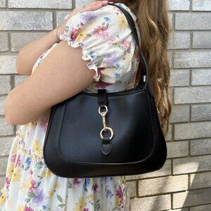 Neiman Marcus Black Horsebit Buckle Reverie Bag